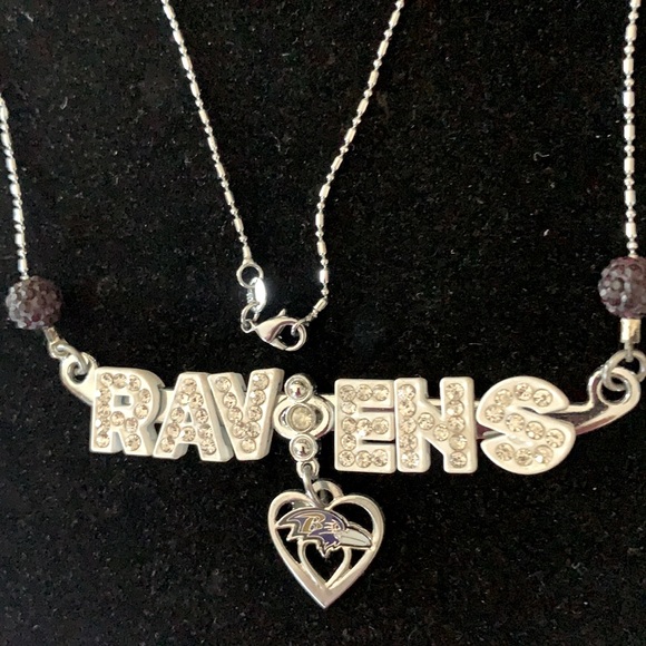 Baltimore Ravens block Name sparkle Ravens on 925 17” chain guc - Picture 2 of 8